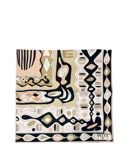 Emilio Pucci White Foulard 90X90 Silk Twill