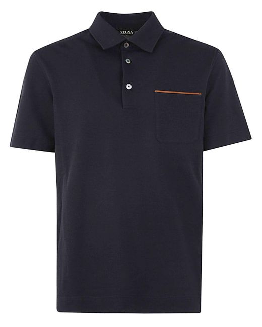 Zegna Blue Pure Cotton Polo Clothing for men