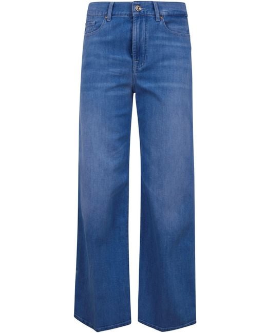 7 For All Mankind Blue "Lotta Uncle" Cropped Jeans