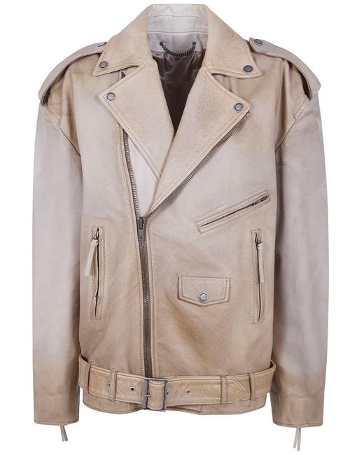 Golden Goose Deluxe Brand Natural "Journey" Over Jacket Phoebe Treated Hand Dyed Lea