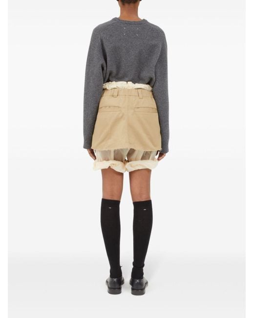 Maison Margiela Natural Cotton Blend Layered Skort