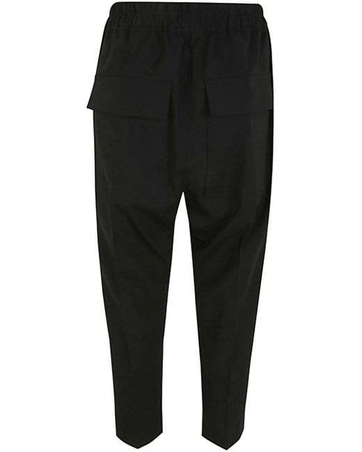 Rick Owens Black Drawstring Ataires Cropped Trousers Clothing