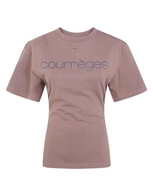 Courreges Pink T-Shirt Waisted "Logo Print"