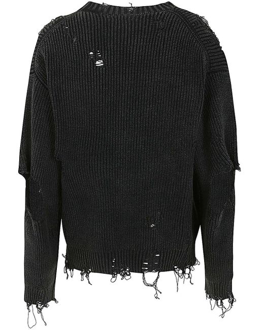 Maison Mihara Yasuhiro Black Bleached Knit Pullover for men