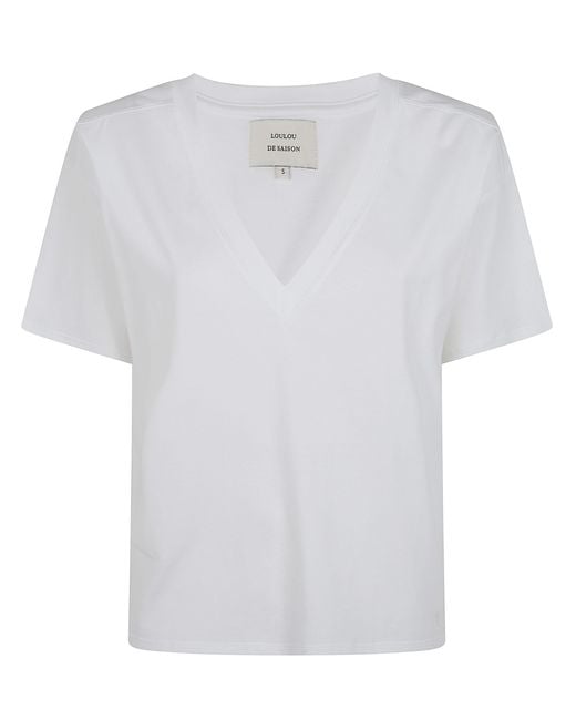 Loulou de Saison White T-Shirt V Neck "Faaa"