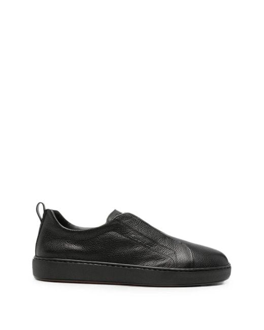Santoni Black Lace-Up Shoes Leather "Victory" for men