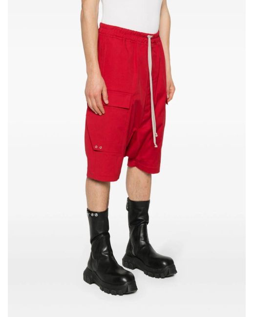 Rick Owens Red Cargo Pods Shorts Clothing for men