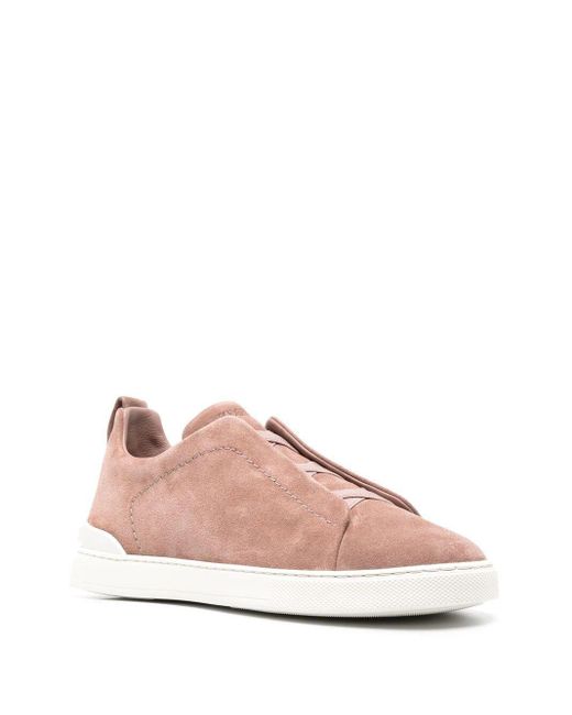 Zegna Pink Triple Stitchtm Low Top Sneakers for men