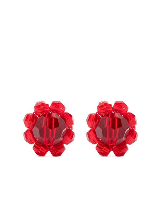 Simone Rocha Red Mini Daisy Stud Earring Accessories