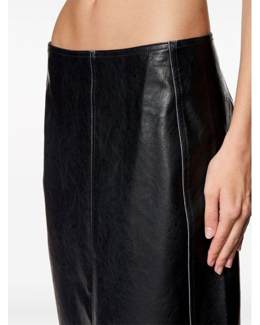 DIESEL Black Leather Effect Midi Skirt