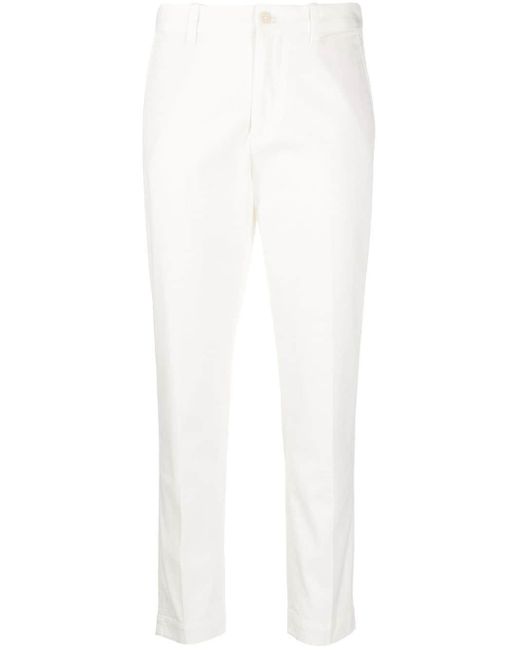 Polo Ralph Lauren White High-waisted Slim-fit Trousers