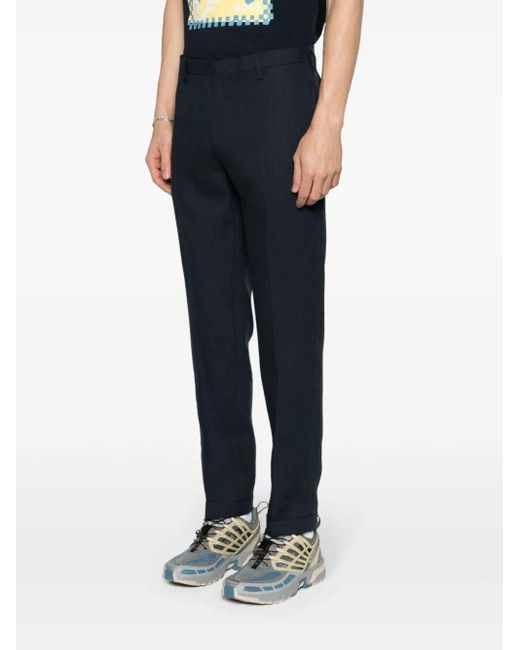 Paul Smith Blue Mid-rise Linen Chino Trousers for men