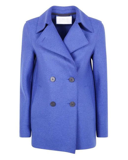Harris Wharf London Blue Peacoat Pressed Wool