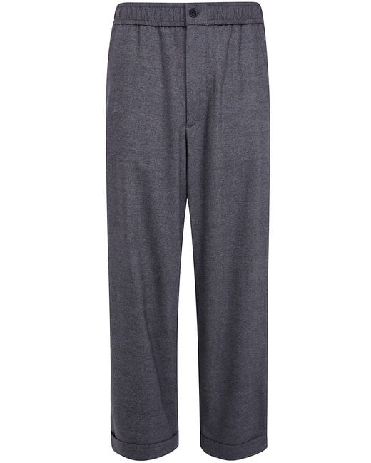 Giorgio Armani Blue Pants Wool Cashmere Blend "Rain Drum" for men