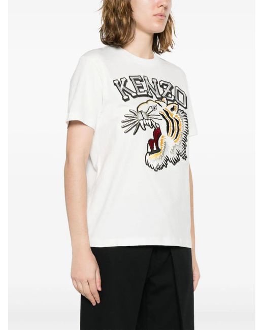 KENZO White Tiger Varsity Loose T-shirt Clothing