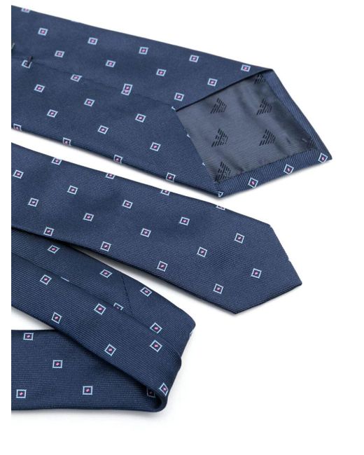 Emporio Armani Blue Woven Jacquard Tie Accessories for men