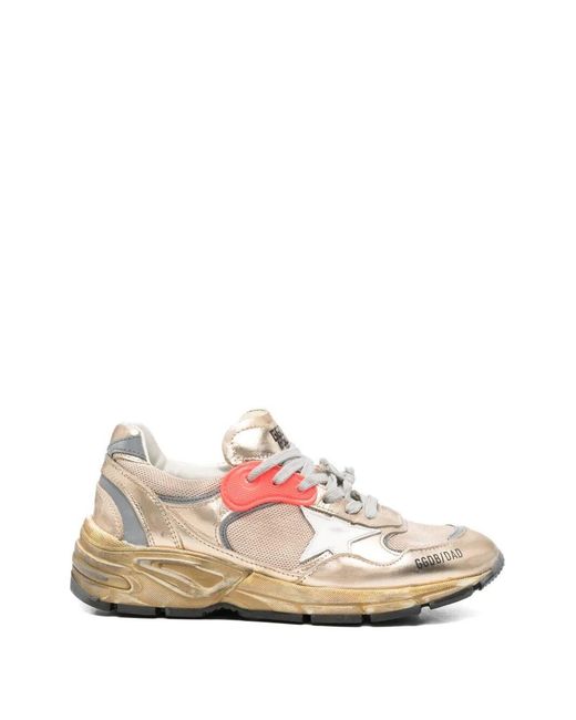Golden Goose Deluxe Brand Pink "Running Dad" New Net And Laminated Upper Leather Star La