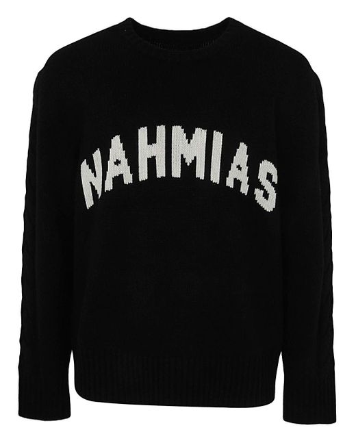 NAHMIAS Black Intarsia Crewneck for men