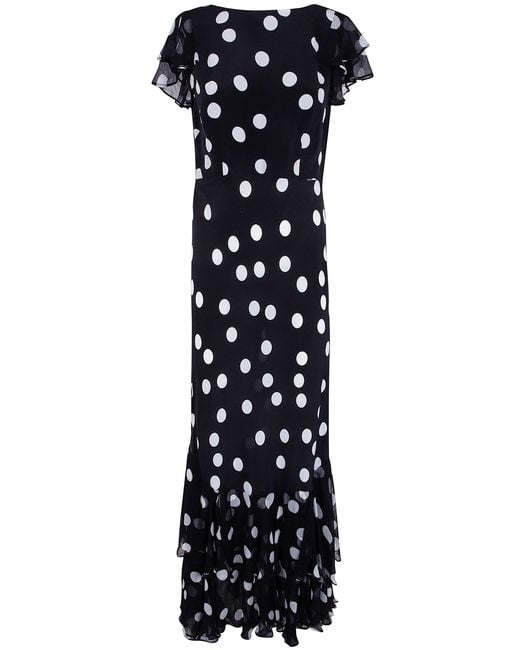 Rixo Blue Ordinia Dress Mono Polka Dot