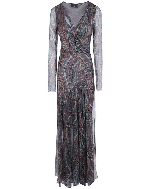 Etro Gray Dress Long Evening