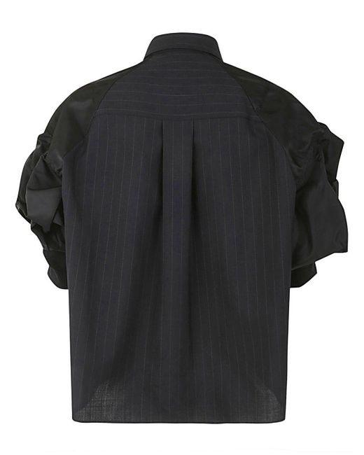 Sacai Black Puff-sleeved Striped Shirt