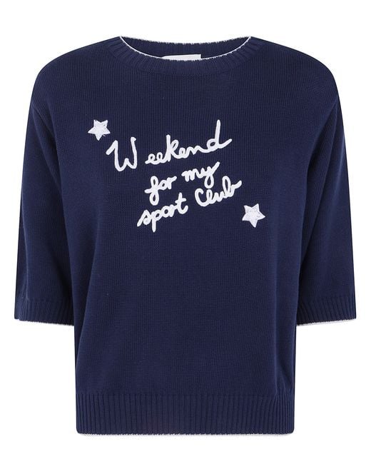 Weekend by Maxmara Blue Sweater Embroidered "Wkd Fiacre"