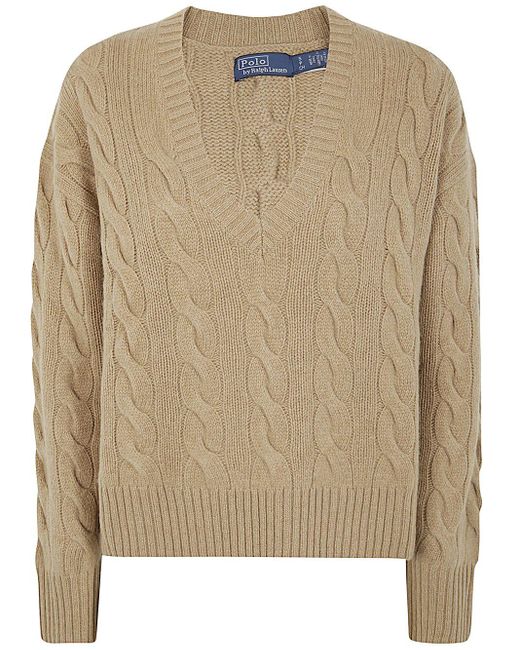 Polo Ralph Lauren Natural Relaxed Longsleeves V Neck Pullover