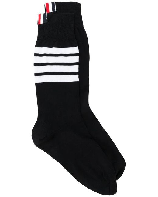 Thom Browne Blue Mid Calf Socks With 4 Bar