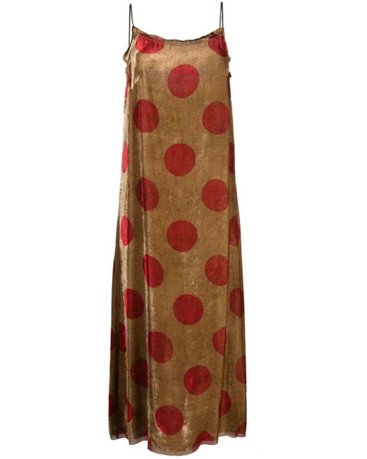 Uma Wang Brown Polka-dot Velvet Maxi Dress