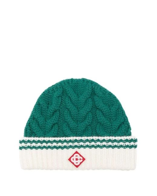 Casablanca Green Cable Stitch Beanie Accessories for men