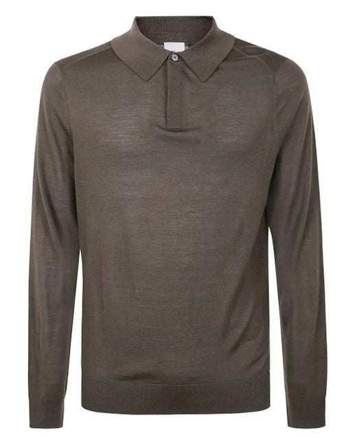Paul Smith Men's Gray Long-Sleeve Polo Shirt