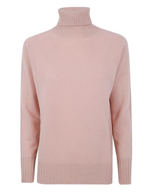 Twinset Pink Turtle Neck Oversize Sweater