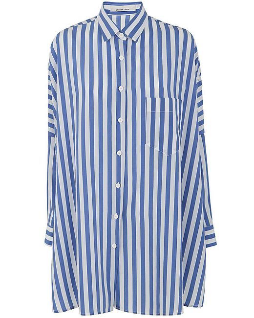Liviana Conti Blue Striped Oversize Shirt