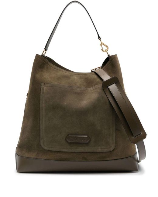 Tom Ford Brown Suede Two-strap Tote Bag for men