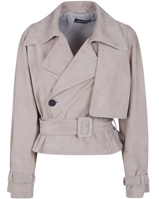 DR. HOPE Gray Suede Mini Trench