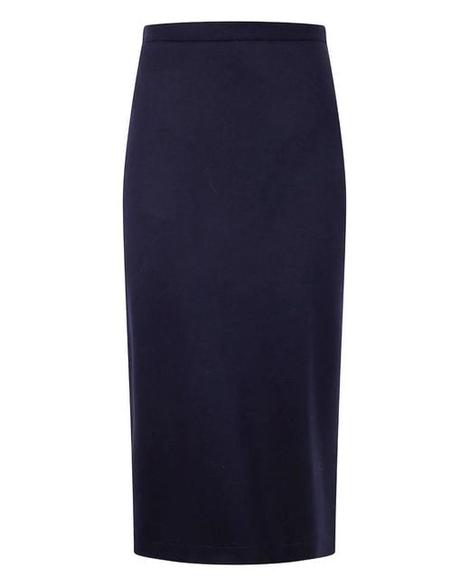 Harris Wharf London Blue Midi Skirt Superfine Merino
