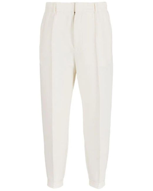 Emporio Armani White Cotton Trousers for men