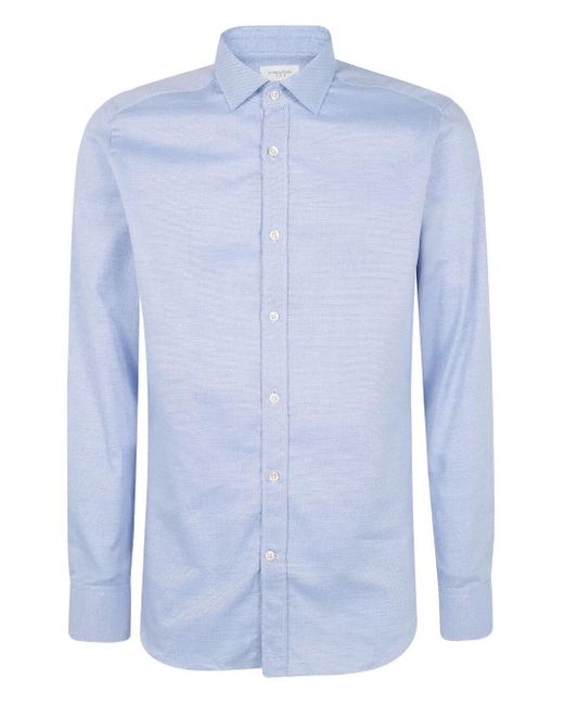 Tintoria Mattei 954 Blue Little Squared Shirt for men