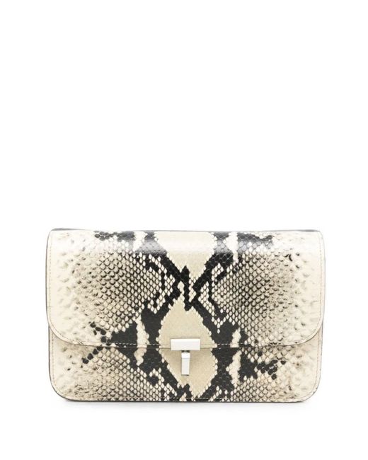 Totême Black Crossbody Bag Python Embossed "T-Lock"