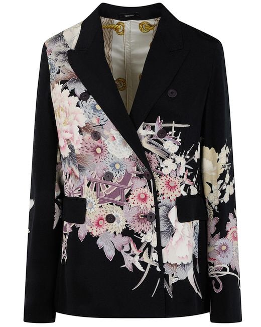 Ibrigu Black Jacket Floral Design "Kimono"