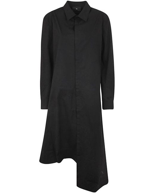 Y-3 Black Long Sleeves Polo Neck Midi Dress Clothing