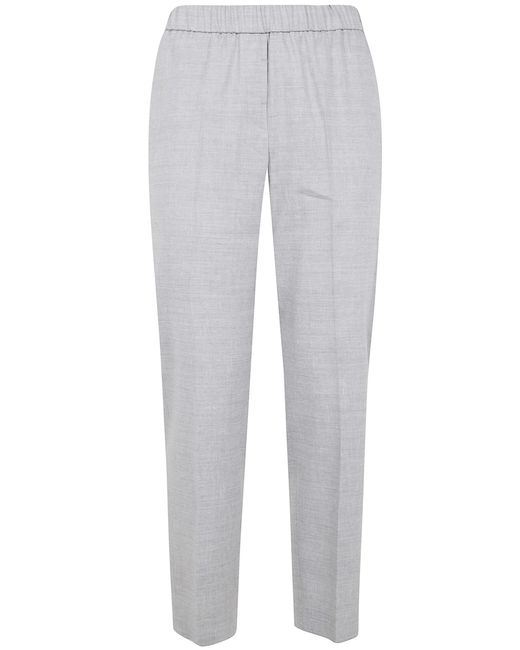 Peserico Gray Linen Wool Blend Natural Stretch 'Estrato' Trousers