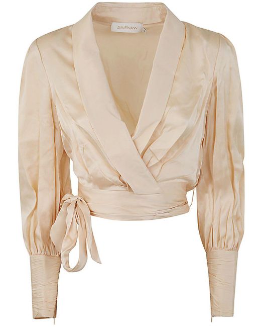 Zimmermann Natural Silk Wrap Top Clothing
