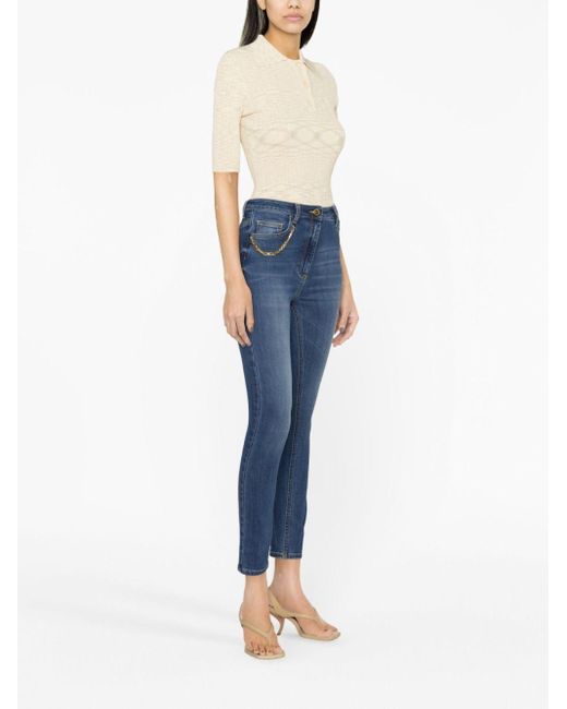 Elisabetta Franchi Blue Mid-rise Skinny-cut Jeans