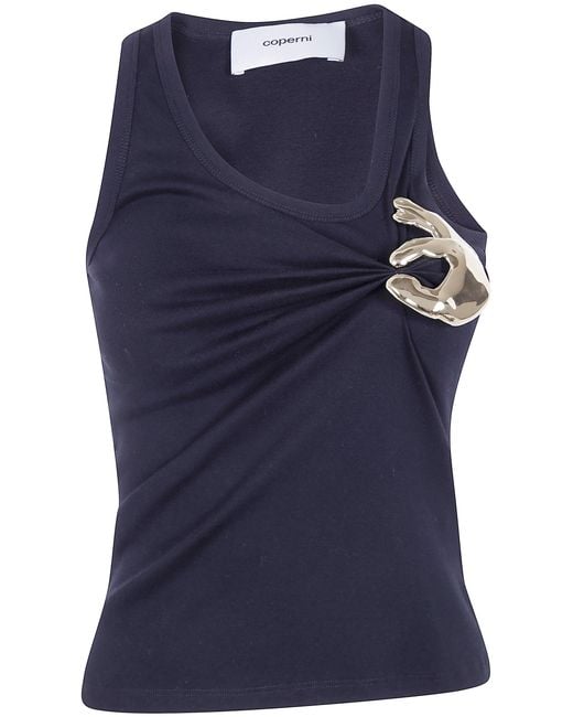 Coperni Blue Top With Brooch "Emoji"