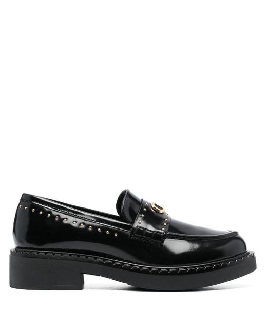 Twin Set Black 40mm Stud-embellished Leather Loafers