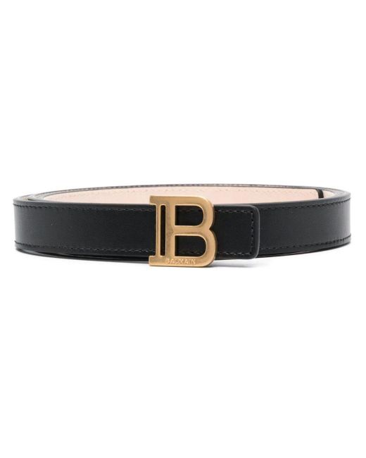Balmain Black B-Belt Leather Belt