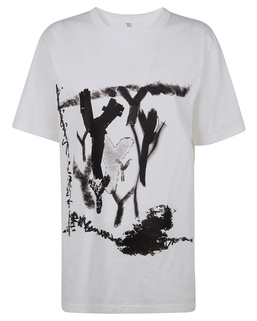 Y's Yohji Yamamoto White Round Neck Half Sleeve T-Shirt