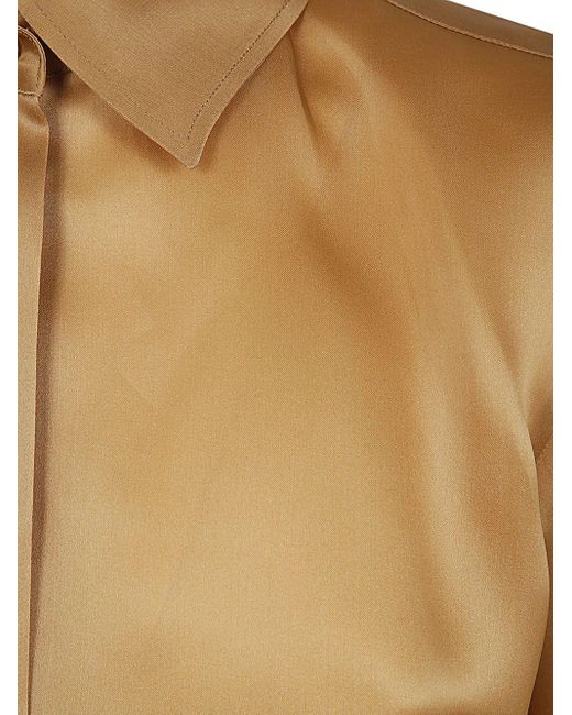 Max Mara Brown Acanto123 Short Sleeve Organdy Shirt