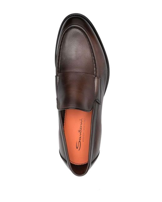 Santoni Brown Grover Loafers Shoes for men
